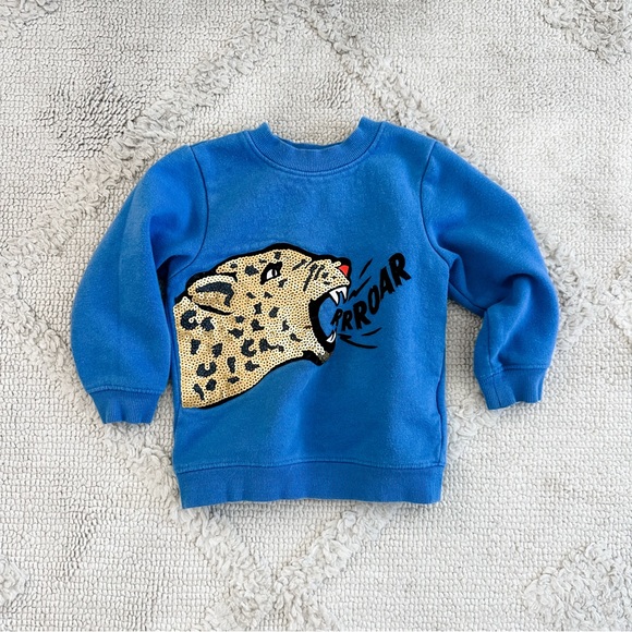 H&M Other - H&M Bright Blue Kids Sweatshirt with Sequin Leopard